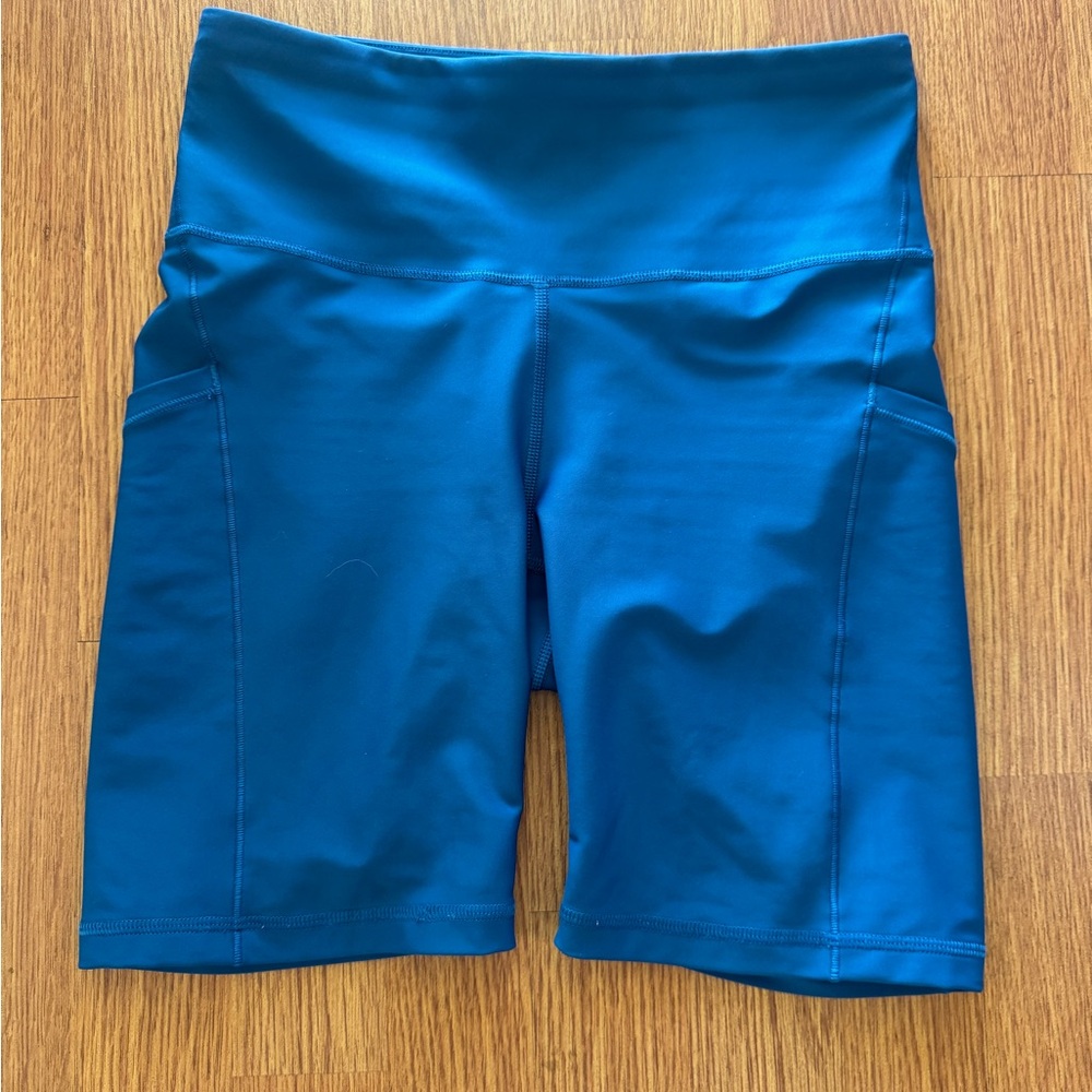Athleta Salutation Stash High Rise Teal High-Rise Bike Shorts Small Petite - Picture 5 of 11